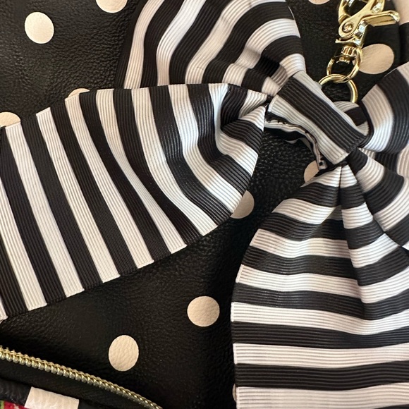 Betsy Johnson backpack with polkadots, stripes roses, and a large bow. NWOT - Picture 12 of 15
